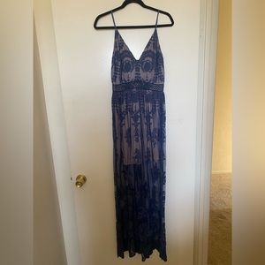 Navy Blue Lace Maxi Dress